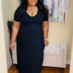 PASH BOUTIQUE Black Plus Short Sleeve Maxi New Arrivals