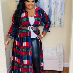 PASH BOUTIQUE Red Plus Plaid Dress New Arrivals