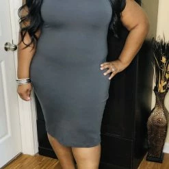 PASH BOUTIQUE Dark Grey Midi Dress