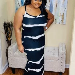 PASH BOUTIQUE Black Tye-dye Maxi