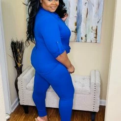 PASH BOUTIQUE Plus Blue Button Set New Arrivals