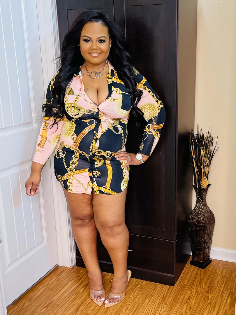 PASH BOUTIQUE Pink Chain Dress Dresses (Missy)