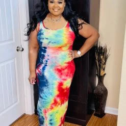 PASH BOUTIQUE Red Tie Dye Dress New Arrivals