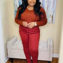 PASH BOUTIQUE New Arrivals Rust 2pc Jogger Set