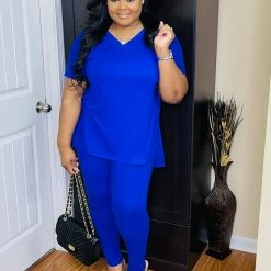 PASH BOUTIQUE New Arrivals Bright Blue Plus Lounge Set
