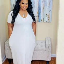 PASH BOUTIQUE New Arrivals Sand Beige Plus Short Sleeve Maxi