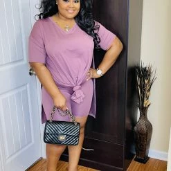 PASH BOUTIQUE Masala V Neck Oversize Top Set