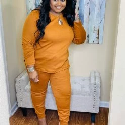 PASH BOUTIQUE New Arrivals Almond Long Sleeve Plus Set