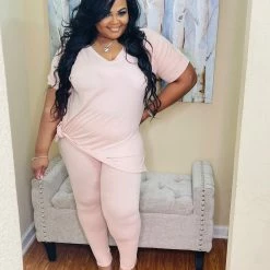 PASH BOUTIQUE New Arrivals Dusty Blush Plus Lounge Set