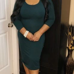 PASH BOUTIQUE Hunter Green Midi Dress New Arrivals