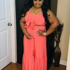 PASH BOUTIQUE Coral Spaghetti Strap Set Sets (Missy)