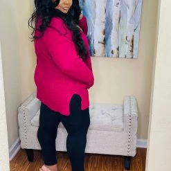 PASH BOUTIQUE Magenta Waffle Plus Cardigan