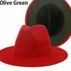 PASH BOUTIQUE Red/Olive Green Fedora
