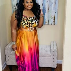 PASH BOUTIQUE Purple/Orange Flames Maxi Dress New Arrivals