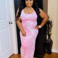 PASH BOUTIQUE Pink Tie Dye Dress