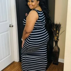 PASH BOUTIQUE Navy Stripe Maxi Dress