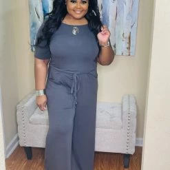 PASH BOUTIQUE Grey Plus Jumpsuit