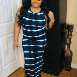 PASH BOUTIQUE Dresses (Missy) Blue Stripe Maxi Dress