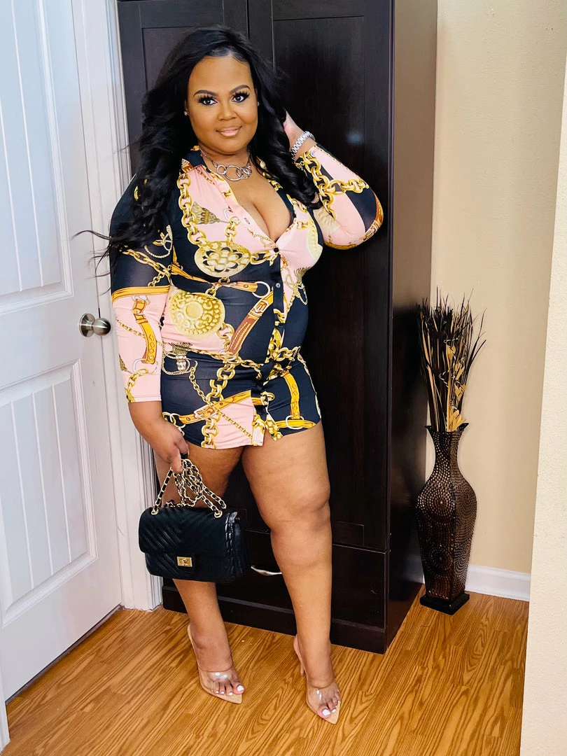 PASH BOUTIQUE Pink Chain Dress Dresses (Missy)