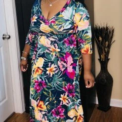 Pashboutique Dresses (Missy) Floral Print Maxi