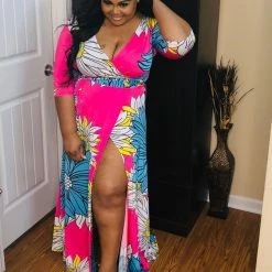 PASH BOUTIQUE Dresses (Missy) Fuchsia Wrapped Maxi