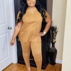 PASH BOUTIQUE Deep Camal Lounge Set