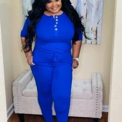 PASH BOUTIQUE Bright Blue Jogger Jumpsuit