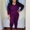 PASH BOUTIQUE Dk Burgundy Long Sleeve Set