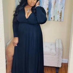 PASH BOUTIQUE Black Plus Split Maxi Dress
