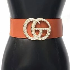 PASH BOUTIQUE Cognac Rhinestone GG Belt