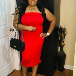 PASH BOUTIQUE Red Halter Plus Dress