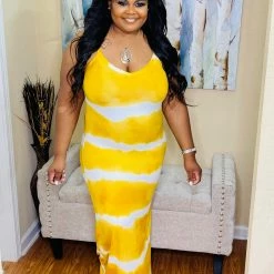PASH BOUTIQUE Mustard Tye-dye Maxi New Arrivals