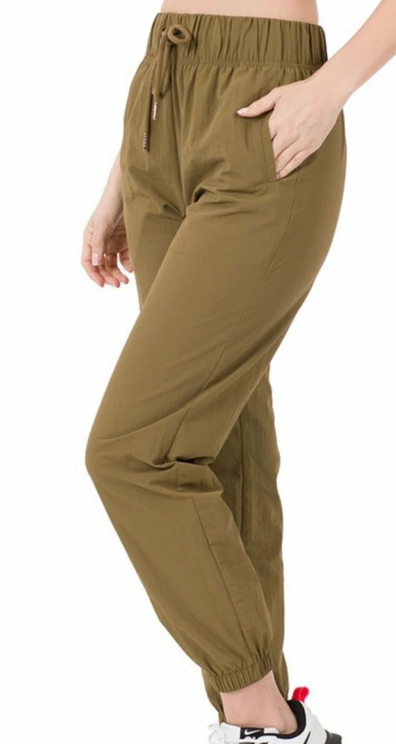 PASH BOUTIQUE Bottoms (Missy) Dusty Olive Windbreaker Jogger Pant