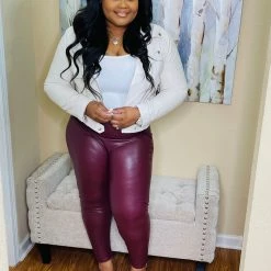 PASH BOUTIQUE Ivory Leather Jacket