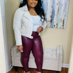 PASH BOUTIQUE Ivory Leather Jacket