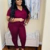 PASH BOUTIQUE Dk Burgundy Plus Lounge Set New Arrivals