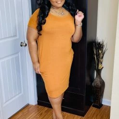 PASH BOUTIQUE Almond Round Neck T-shirt Dress New Arrivals