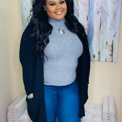 PASH BOUTIQUE Black Plus Knit Cardigan New Arrivals