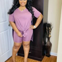 PASH BOUTIQUE Masala V Neck Oversize Top Set