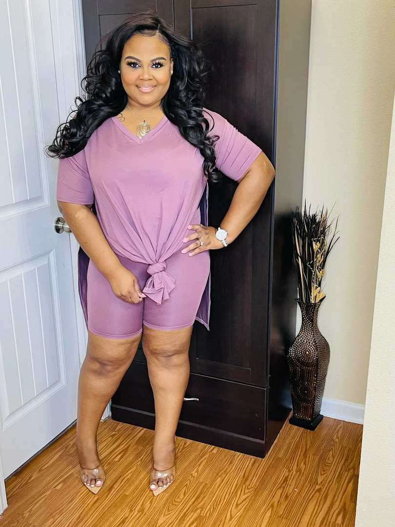 PASH BOUTIQUE Masala V Neck Oversize Top Set