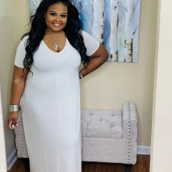 PASH BOUTIQUE New Arrivals Sand Beige Plus Short Sleeve Maxi