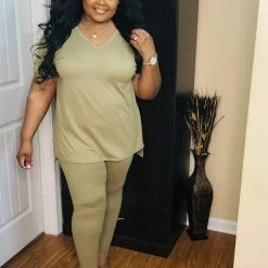 PASH BOUTIQUE New Arrivals Khaki Lounge Set