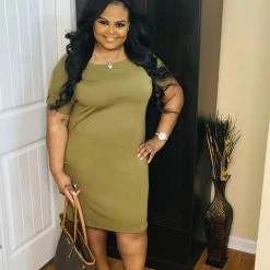 PASH BOUTIQUE Olive Plus T-Shirt Dress