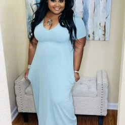 PASH BOUTIQUE Lt Green V-Neck Maxi Dress New Arrivals