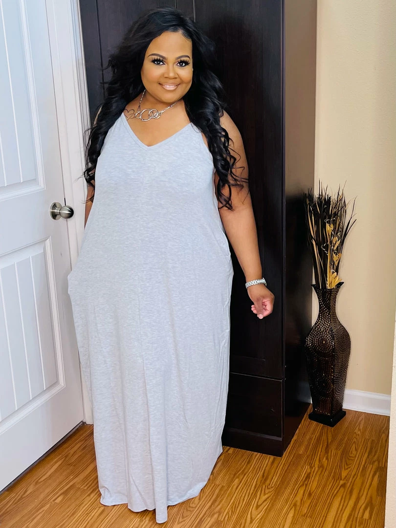 PASH BOUTIQUE Heather Grey Plus Maxi Dress