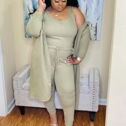 PASH BOUTIQUE Khaki Cardigan Set