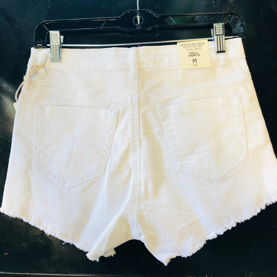 PASH BOUTIQUE White Fringe Denim Shorts