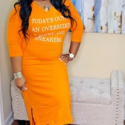 PASH BOUTIQUE Orange Long Tshirt Dress New Arrivals