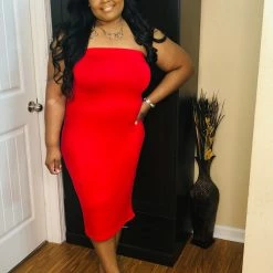 PASH BOUTIQUE Red Halter Plus Dress