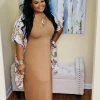 PASH BOUTIQUE Deep Camel V-Neck Maxi Dress New Arrivals